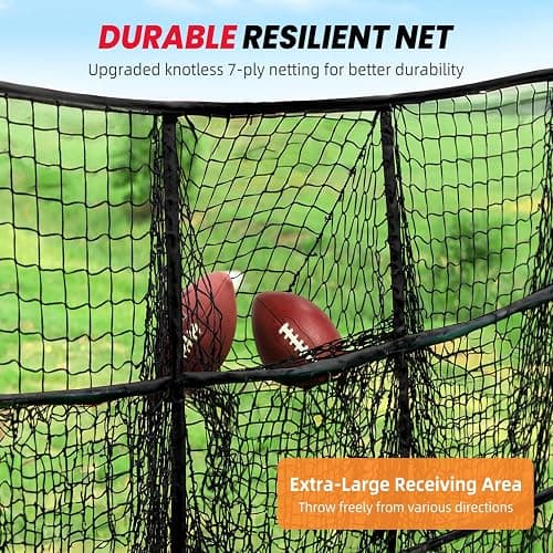 BAGAIL Football Throwing Net - 5 or 9 Target Pockets, Easy Setup, Heavy-Duty - Portable QB Accuracy Trainer, Fun Target Practice Net for Football with Carry Bag thumbnail 5