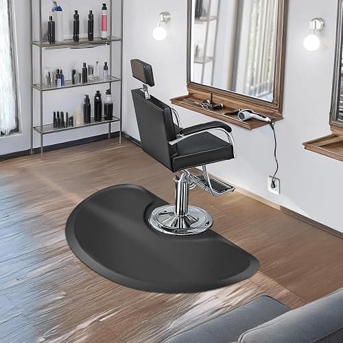 Saloniture 3 ft. x 5 ft. Salon & Barber Shop Chair Anti-Fatigue Floor Mat - Black Semi Circle - 1/2 in. Thick thumbnail 2