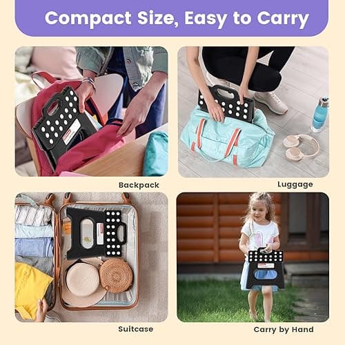 HBTower Folding Step Stool 9 Inch - Holds 600 lb, Non-Slip Surface & Carry Handle - Sturdy Step Stool for Kids, Toddlers & Adults - Compact Foldable Foot Stool for Kitchen, Bathroom, Bedroom, Outdoor thumbnail 7