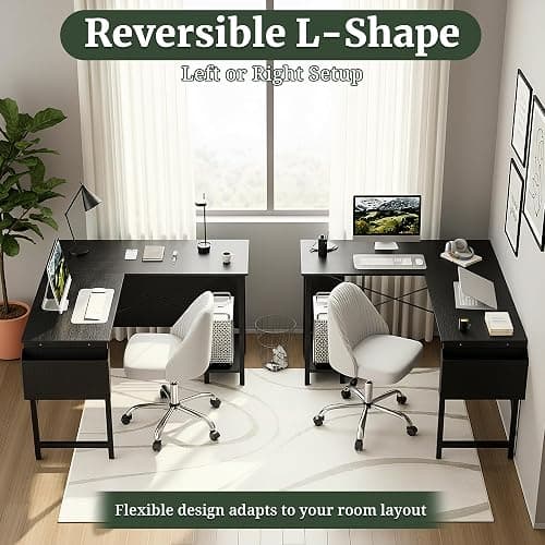 Sagenest L Shaped Desk, 50 Inch Reversible Computer Desk Corner Gaming Table with CPU Stand & Storage Bag, Sturdy Metal Frame PC Workstation for Home Office thumbnail 7