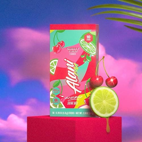 Alani Nu CHERRY TWIST Energy Sticks, Energy Drink Powder, 200mg Caffeine, Pre Workout Performance with Antioxidants, On-The-Go Drink Mix, Biotin, B Vitamins, Zero Sugar, 5-10 Calories, 10 Pack thumbnail 4