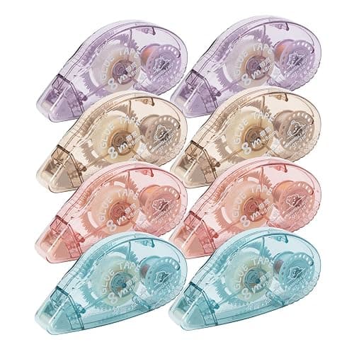 Huiruso 8 Pack Double Sided Tape Roller, Scrapbook Supplies, Glue Roller for Crafts, Double-Sided Adhesive Tape Runner for Scrapbooking, School Office Journaling Supplies (0.31 in X 26.25 ft) - 8 - Image 1