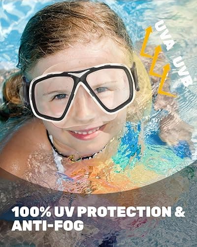 OutdoorMaster Jellyfish Kids Swim Goggles with Nose Cover, Snorkel Diving Mask with Elastic Fabric Strap, Anti-Fog Tempered Glass Swimming Goggles for Boys and Girls, Age 6-14 thumbnail 3