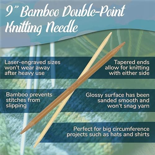 JubileeYarn 9" Double Point Bamboo Knitting Needles Set - 15mm - Carbonized Brown thumbnail 2