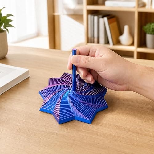 3D Printed Fidget Toy for Adults: Waoferfio Retractable Sensory Star with Handle, Honeycomb Spiral Design to Relieve Stress and Anxiety – Large 3D Printed Toys with 25 Rings, 3D Toys for Sensory thumbnail 2