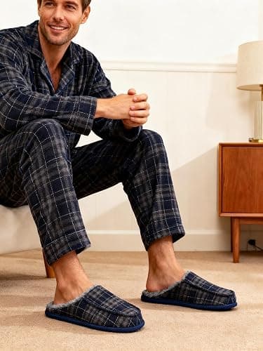 cosyone1997 Men's Slippers with Memory Foam, House Shoes for Men Indoor Outdoor, Non-Slip House Slippers Moccasin Style, Size 8-15 thumbnail 2