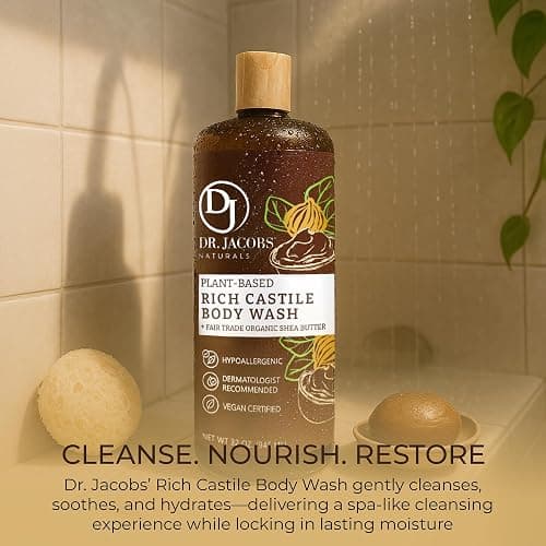 Dr. Jacobs Naturals Pure Castile Soap Liquid Body Wash, Shea Butter - Plant Based Soap Infused with Vitamin E and Aloe Vera to Moisturize Dry and Sensitive Skin - Made in The USA - 32 oz, Pack of 1 thumbnail 8