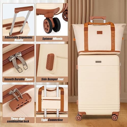 Cobens Luggage Sets 5 Piece with Spinner Wheels, Lightweight Hardshell Suitcases Set with Lock for Men and Women, Carry on Luggage Travel Set with Durable ABS Hard Case thumbnail 3