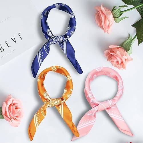 DOOBO Satin Head Scarf - 27.5 Inches Silk Bandana Hair Wrap Square Scarf for Women & Girls thumbnail 7