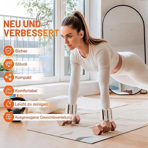 BECOJADDE Gewichtsmanschetten fuß 0.45 KG / 0.9 KG Je Gewichte für Beine und Arme Set 2 Ankle Weights Handgelenk Gewichte Knöchelgewichte Fussgewichte für Laufen Joggen Cardio Aerobic Krafttraining thumbnail 2