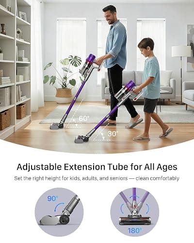 iXlion Cordless Vacuum Cleaner - Powerful Stick Vacuum with HEPA Filter, 55-Min Runtime, LED Light, Anti-Tangle Brush, Detachable Battery, Lightweight for Home, Pet Hair, Carpets & Hard Floors thumbnail 5