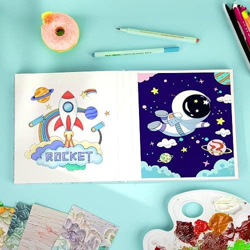 FLYING EAGLE Sketch Book for Kids 10"X 10" Large Hardcover Sketchbook for Drawing 120GSM Thick Paper, Square Art Drawing Paper 120 Pages Sketch Pad for Boys Teens,Gift Boxed, Blue thumbnail 5