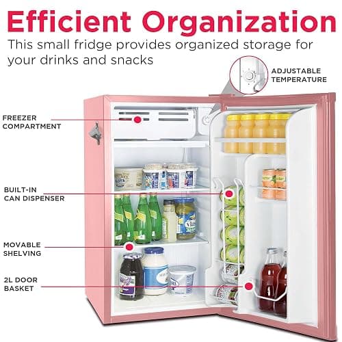 Frigidaire EFR376 Retro Bar Fridge Refrigerator with Side Bottle Opener, 3.2 cu. Ft, Pink/Coral thumbnail 6