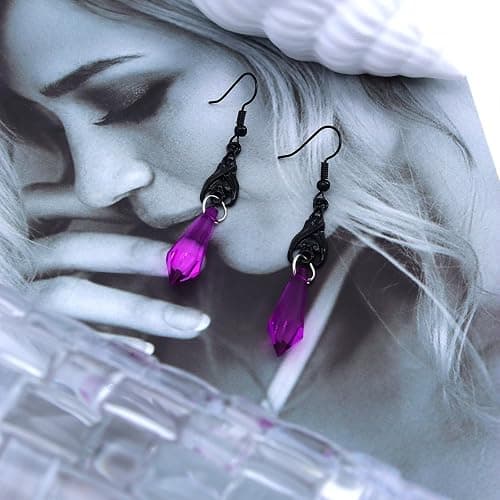 Goth Vampire Earrings for Women Gothic Dark Bat Dangle Earrings Weird Red Sacred Heart Hook Earring Halloween Costume Jewelry Accessories Gifts thumbnail 4