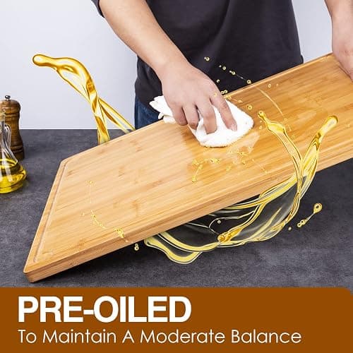 30 x 20 Extra Large Cutting Board, Turkey Carving Board Bamboo Meat Cutting Boards for Kitchen with Juice Groove and Handles Heavy Duty Charcuterie Board, 4XL, Empune thumbnail 6
