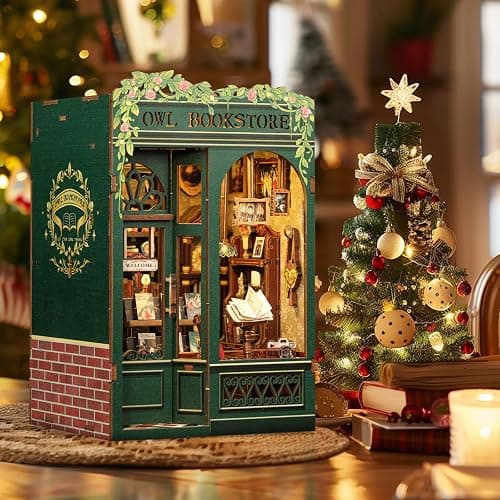 CUTEBEE Book Nook Kit - DIY Miniature House Kit for Adults, Teens and Beginners, Dollhouse Booknook Library Tiny House Bookshelf Decor 3D Wooden Puzzle, Gifts for Family, Friends (Owl Bookstore) thumbnail 2