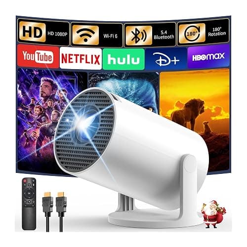 [Apps intégrées] Mini Projector 4K Portable, Wi-FI 6 et Bluetooth 5.4, projecteur Video avec 18000 Lumens, Android 11, Retroprojecteur Auto Keystone Compatible avec HDMI/Stick TV/PC - Image 1