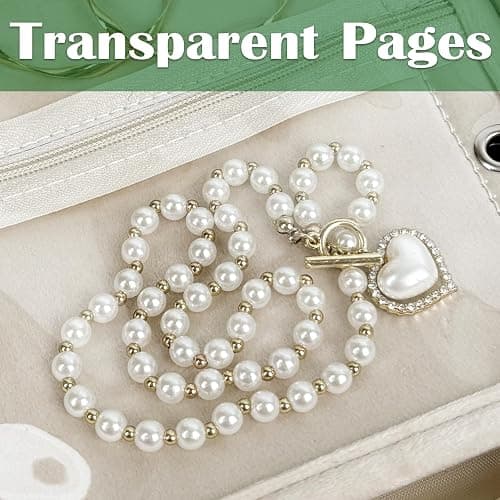 LingLingo Travel Jewelry Organizer Case,Small Jewelry Bags Jewelry Storage Book Ring Binder with Clear Zipper Velvet Pouch for Traveling (Inner Pages,Beige,3 PCS,Medium) thumbnail 4