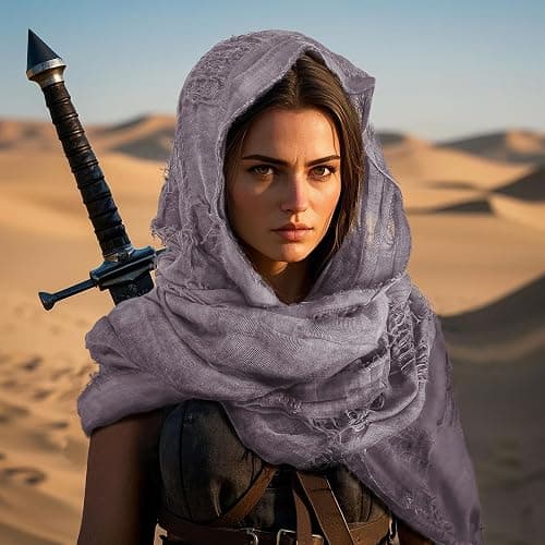 Hooded Shawl With Viking Brooch | Cowl Scarf Rogue Medieval Cloak Renaissance Costume Cape Accessories thumbnail 6