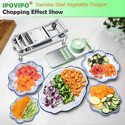Stainless steel Vegetable Chopper, Veggie Chopper With 10 Blades, Onion Dicer with Container, Food Cutter & Grater Mandoline Slicer thumbnail 2