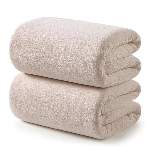 REDKISS 2 Pack Microfiber Extra Large Bath Sheets, 35 x 70 Inches, 670G, Soft and Absorbent, Quick Dry Oversized Bath Towels, Perfect for Bathroom, Plush Shower Towels for Spa, Gym & Hotel, Beige - Image 1