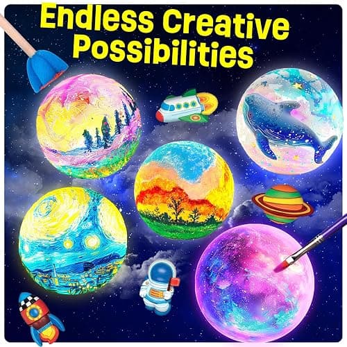Paint Your Own Moon Lamp Kit, Cool Gifts DIY 3D Space Moon Night Light, Art Supplies Arts & Crafts Kit, Arts and Crafts for Kids Ages 8-12, Toys Girls Boy Birthday Gift Ages 3 4 5 6 7 8 9 10 11 12+ - Moon thumbnail 3