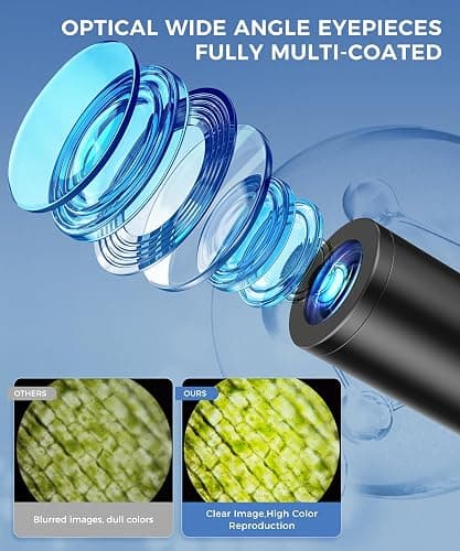 Microscopes for Kids Students Adults, 100X-2000X Powerful Biological Microscopes for Home Education,with Microscope Slides Set, Phone Adapter,white thumbnail 3