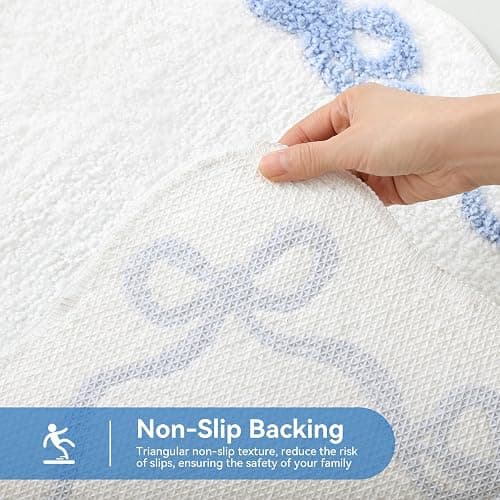 TRUEDAYS Blue Scalloped Bath Mat - Cute Bow Bathroom Rugs Small Non Slip Bath Mat, Soft & Absorbent Bath Rugs for Bathroom Decor, Tub, Vanity Floor thumbnail 6