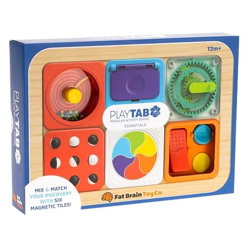 Fat Brain Toys PlayTab Essentials, Modular Sensory Activity Board, Busy Board for Toddlers and Babies Ages 12 Months+ thumbnail 8