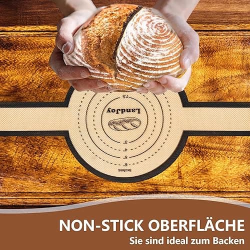 Silikon Backmatte für Dutch Oven,backmatte brot,Antihaft 2 PCS, leicht zu reinigen, wiederverwendbare Silikon Backmatte mit langen Griffen,Teigmatte mit Teigschneider thumbnail 8