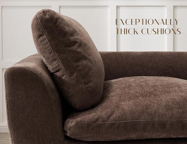 ohllob 110" Cloud Sectional Couches for Living Room, Boneless L-Shape Couch with Ottoman, 3 Seater Modular Sectional Sofa, Brown thumbnail 4