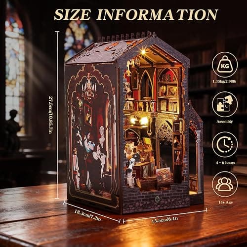 Booknooks kit for Adults - Art Studio Book Nook Kit | Miniature Artist Atelier 3D Puzzle | Vintage Oil Painting Bookshelf Decor with LED | Unique Creative Gifts for Art Lovers (Gray) thumbnail 3