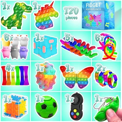 MOZACI Fidget Toys, 120 Pack Fidgets Set Stocking Stuffers for Kids Party Favors Autism Sensory Toy Bulk Adults Kids Boys Girls Teens Stress Autistic ADHD Anxiety Carnival Treasure Classroom Prizes thumbnail 3