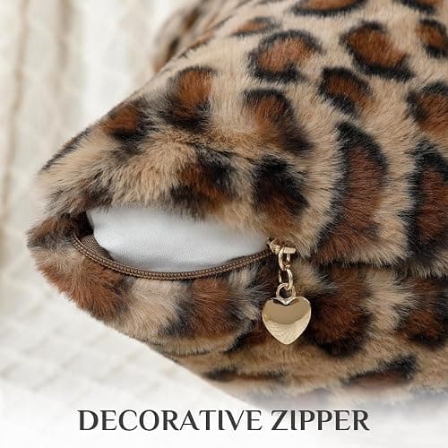 Softalker Cheetah Pillow Covers 18 x 18 Inch, Set of 2, Dense Faux Rabbit Fur Couch Leopard Pillow Cover, Decorative Super Soft Fluffy Cushion Cheetah Pillow Cases for Home Living Room Bedroom, Brown thumbnail 4