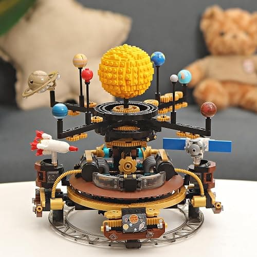 Spinning Solar System Building Blocks Planet Set, STEM Education Science Curriculum Learning Outer Space Toys with Rocket and Satellite Models, Orbiting 9 Planets, Birthday Gift for Ages 8 and Up thumbnail 2