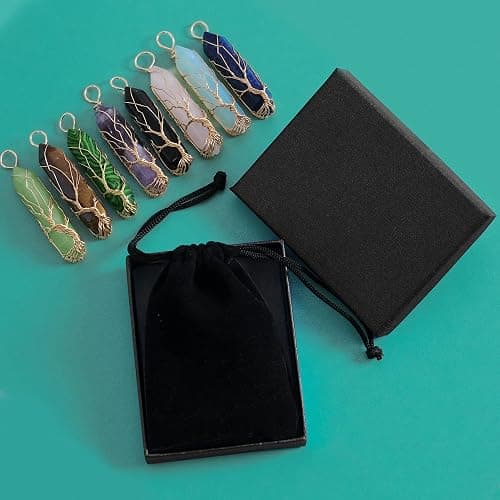 VIBILIA Healing Crystal Necklace Tree of Life Wire Wrapped Natural Stone Point Pendant Necklace Hexagonal Reiki Spiritual Quartz Gemstone Jewelry for Women Men thumbnail 7