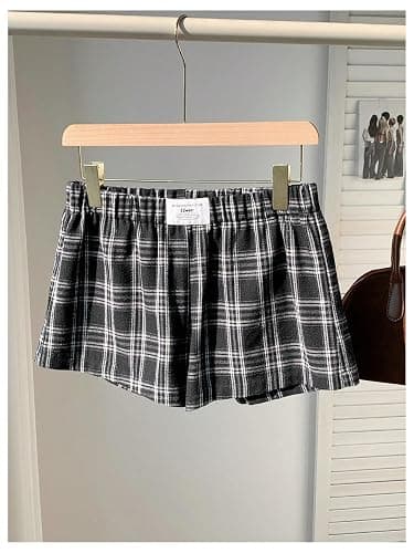 SOLY HUX Women's Plaid Pajama Shorts Elastic Low Rise Y2k Casual Summer Sleep Pj Lounge Shorts thumbnail 3