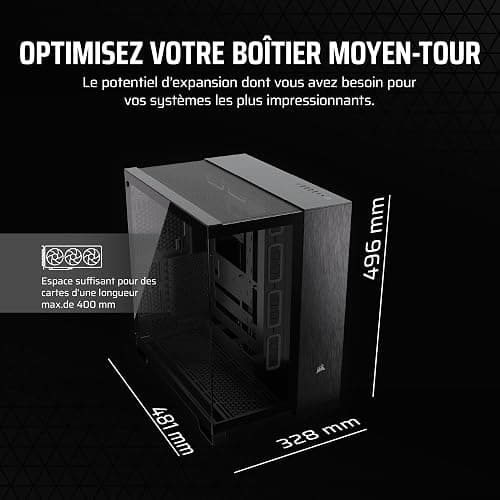 Corsair 6500X Boîtier PC mATX Mid-Tower à Double Chambre – Verre Trempé Panoramique - Connexion Inversée Compatible avec la Carte Mère – Pas de Ventilateurs Inclus – Noir/Obsidienne Aluminium thumbnail 7