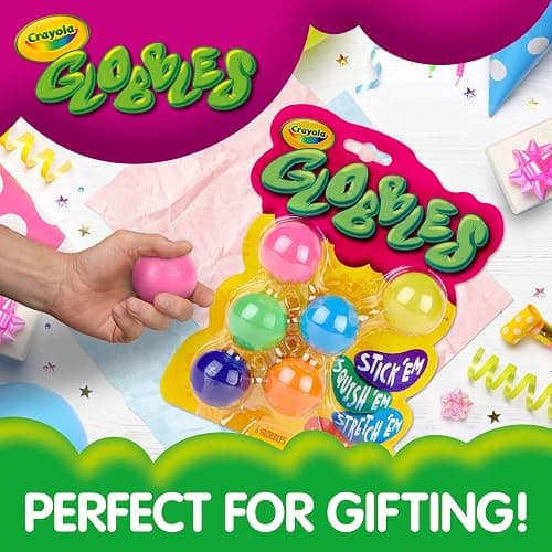 Crayola Globbles Fidget Toy (6ct), Sticky Stress Ball for Adults & Kids, Squishy Balls, Calming Sensory Gifts for Stress Relief thumbnail 8