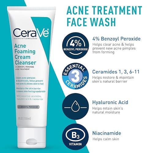CeraVe Acne Skin Care Set, 5oz Acne Foaming Cream Cleanser + 1oz Resurfacing Retinol Serum + 2oz AM Facial Moisturizing Lotion with SPF 30 + 2oz PM Facial Moisturizing Lotion thumbnail 3