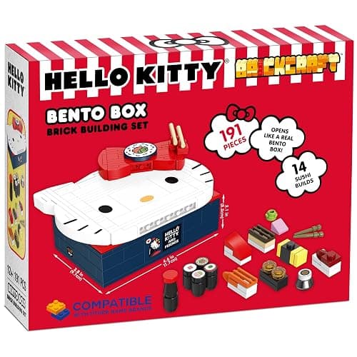 Brickcraft Officially Licensed Sanrio Hello Kitty Bento Box Building Set, 191-Piece Multicolored Brick Kit with Detailed Character Face and Mini Sushi Builds, Adorable for Fans Seasonal thumbnail 8