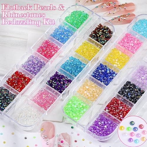 6 Boxes 2mm Nail Art Rhinestones for Bedazzling Kit, Mixed-Color Small Jelly Clear AB Rhinestones Decoration Flatback Pearls Nail Accessories with Tweezers and Brush for Nails DIY Tumblers Face Makeup thumbnail 5