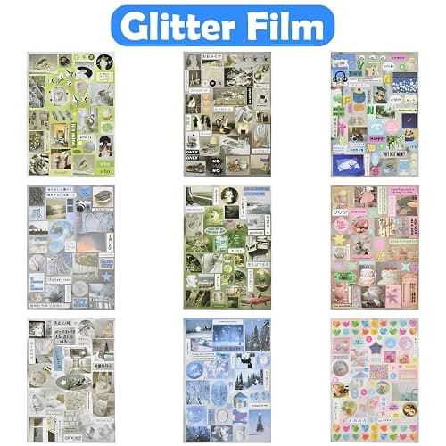 LATUMCO Japanese Retro Misty Rain Sticker Book- 30 Sheets Vintage Aesthetic Stickers, with Glitter, Matte & Glossy Finishes for Journaling, Scrapbooking, Phone Case & DIY Decoration（4x5.6 Inch） thumbnail 4