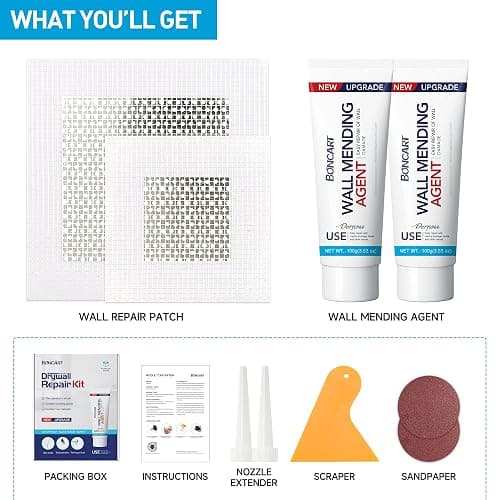 BONCART Spackle Wall Repair Kit, Drywall Repair Patch Kit,Wall Mending Agent Putty,Wall Repair Paste Plaster for Wall Crack/Nail Hole,Wall Repair Patch Kit with Scraper/Sandpaper thumbnail 2