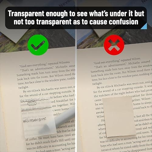 Mr. Pen- Small Transparent Sticky Notes, 1.5"x2", 20 Pads, 1000 Sheets, Mini See Through Self-Adhesive Notes Bulk for Bible Journaling and Studying, Water-Resistant, Clean Removal thumbnail 4