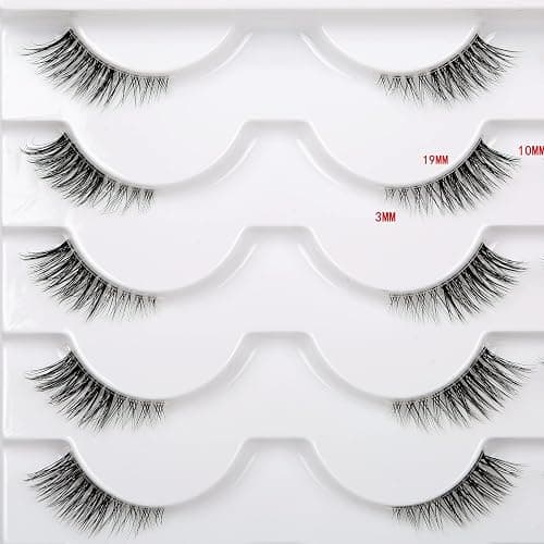 Half False Eyelashes with Clear Band Wispy Cat Eye Look Natural Short Small 3/4 Accent Lashes Faux Mink Fake Eyelash Strips 14 Pairs Pack thumbnail 3