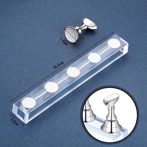 Blulu 2 Sets Nail Stand for Press on Acrylic Nails Display Practice Magnetic Fake Nail Holder for Painting Nails for False Fingernail Manicure Tool Home DIY Salon Supplies(Silver) thumbnail 3
