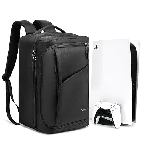 Ezgnuk Game Backpack for PS5 Console, Protective Travel Carrying Case, Large Capacity Storage Bag with Zippered Pocket for PlayStation 5, Laptop, Headphones, Game Discs and Accessories - Image 1