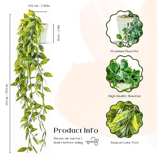 DREAMS 21 3-pack Fake Hanging Plants Artificial Indoor/Outdoor | Hanging Plants for Room Decor, Wall Shelf, Patio Garden thumbnail 3