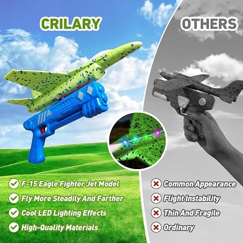 3 Pack Airplane Launcher Toys, 13.2 inch LED foam 2025 F-15 Eagle fighter jet ＆ Glider Catapult Plane for Boys, Flying Toys Christmas Birthday gifts for Boys Girls 4 5 6 7 8 9 10 11 12 Year Old thumbnail 3